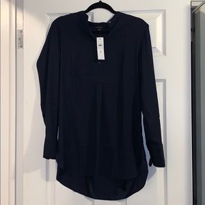 Ann Taylor Navy Tunic Blouse! NWT.